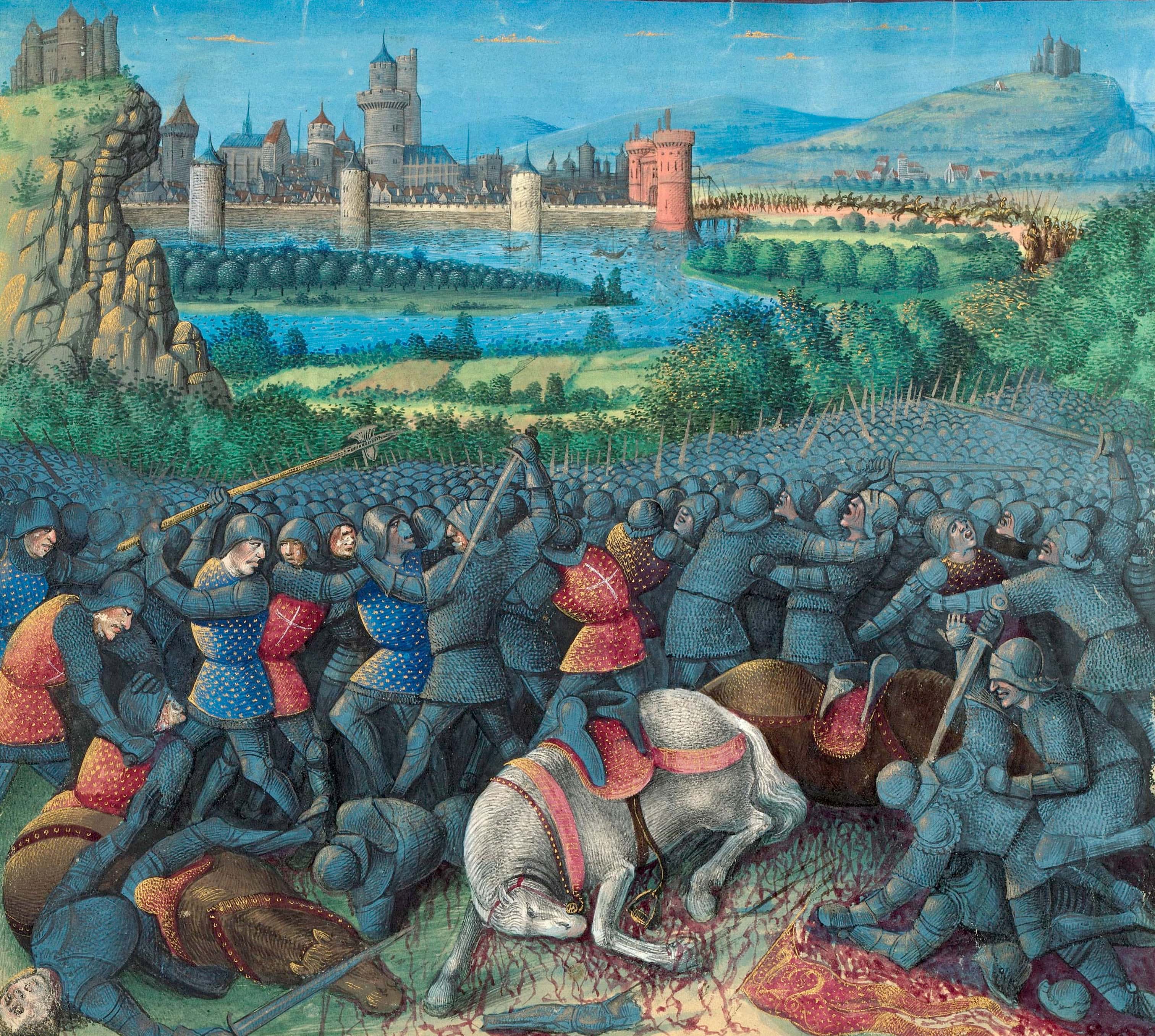 Mittelalterliche Kreuzzugs-Armee auf dem blutigen Weg ins Heilige Land